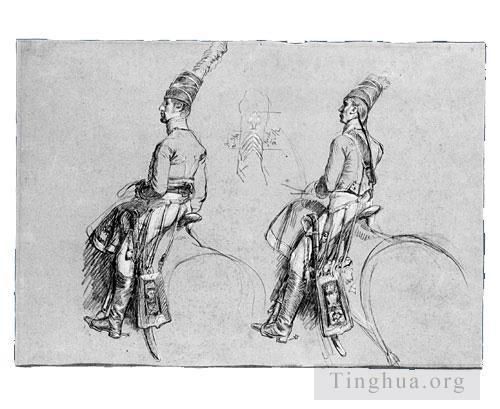 John Singleton Copley Various Paintings - Two Equestrian Figures