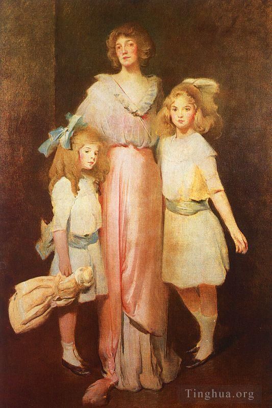 John White Alexander Oil Painting - Mrs Daniels with Two Children