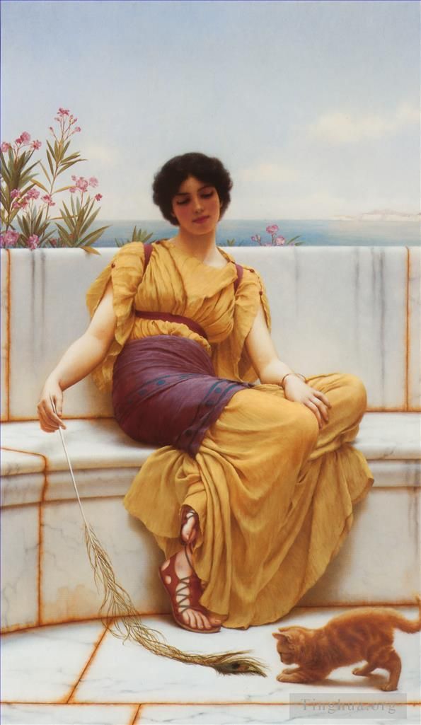 John William Godward Oil Painting - Idleness 1900