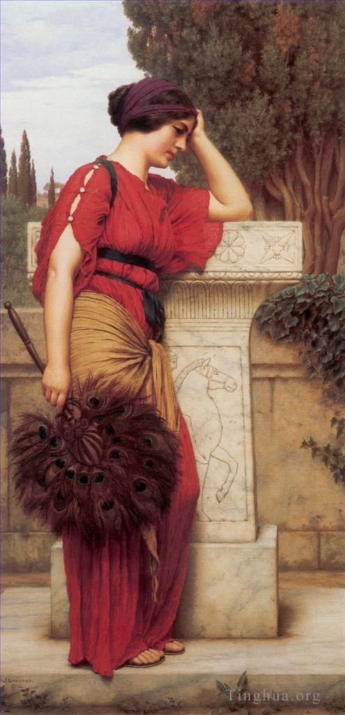 John William Godward Oil Painting - La Pensierosa 1913
