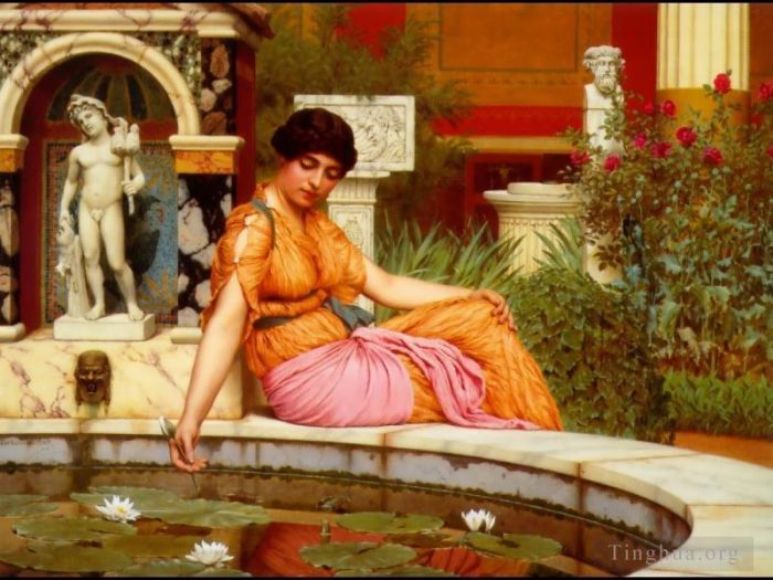 John William Godward Oil Painting - Lily Pond 1901