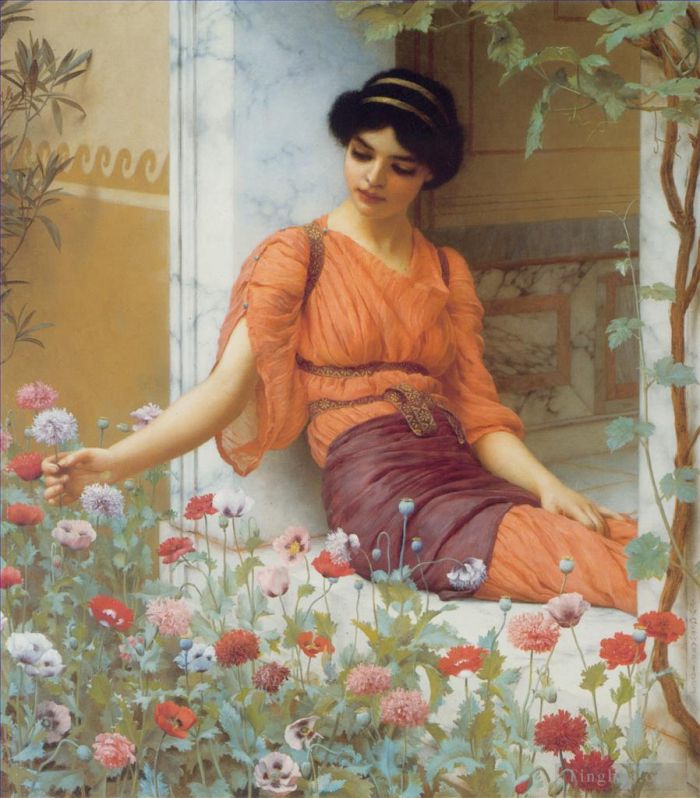 John William Godward Oil Painting - Summer Flowers 1903