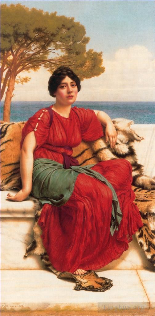 John William Godward Oil Painting - W By the Blue Ionian Sea 1916