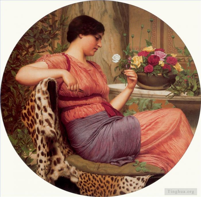 John William Godward Oil Painting - W The Time of Roses 1916