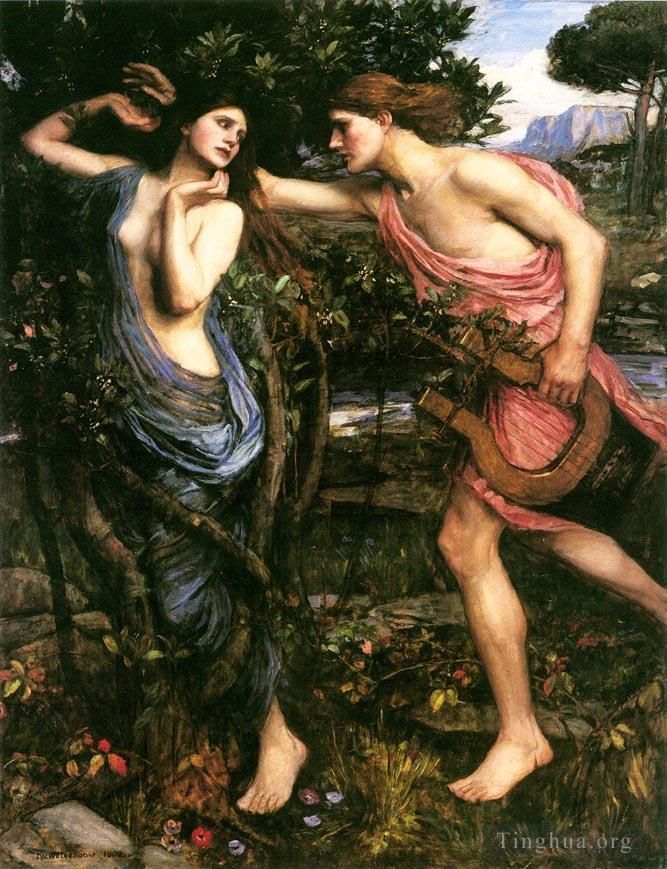John William Waterhouse Oil Painting - Apollo and daphne FR
