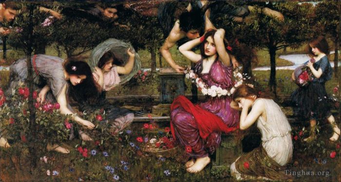 John William Waterhouse Oil Painting - Flora and the zephyrs