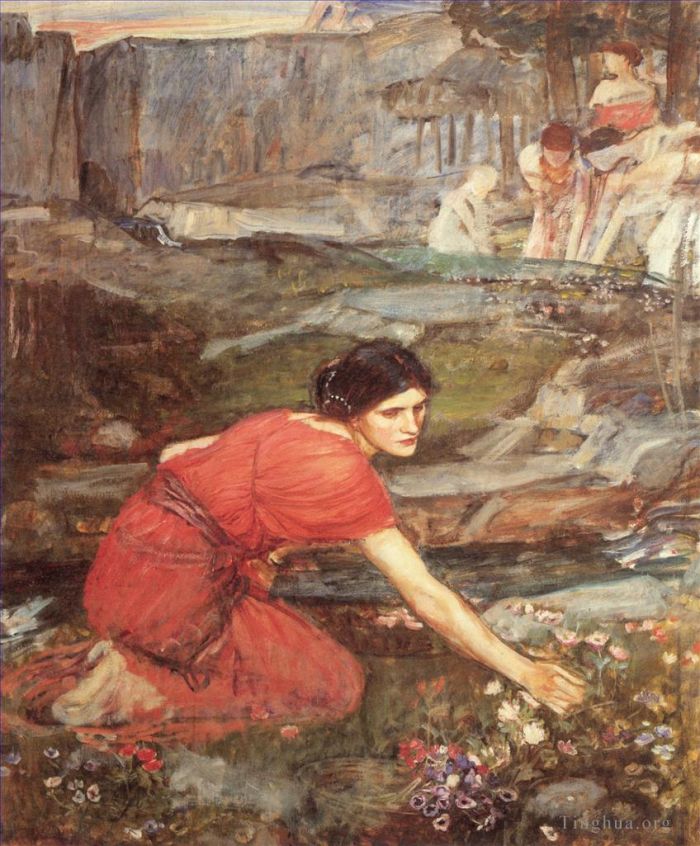John William Waterhouse Oil Painting - Maidens picking study