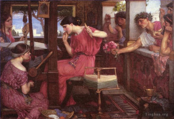 John William Waterhouse Oil Painting - Penelope and the Suitors