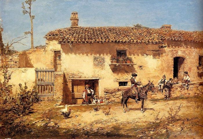 Jose Benlliure y Gil Oil Painting - A Spanish Farm