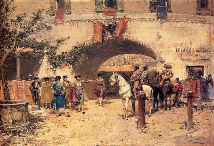 Jose Benlliure y Gil Oil Painting - Entering The Arena