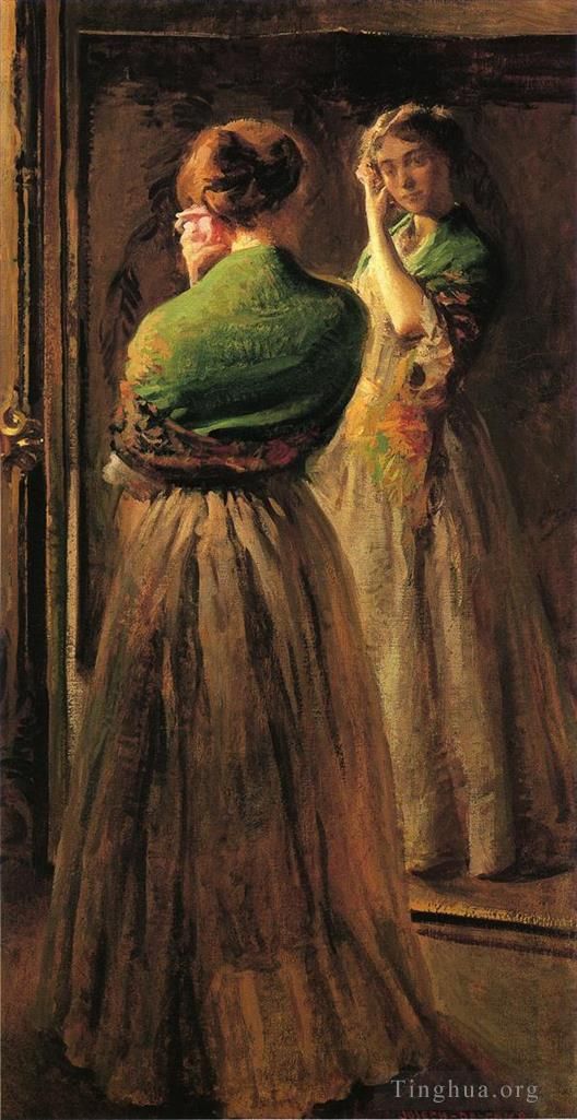 Joseph Rodefer DeCamp Oil Painting - Girl with a Green Shawl