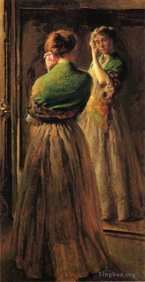 Artist Joseph Rodefer DeCamp's Work - Girl with a Green Shawl