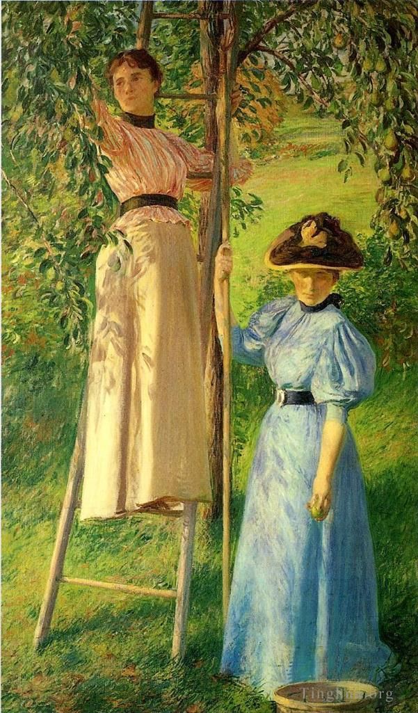 Joseph Rodefer DeCamp Oil Painting - The Pear Orchard