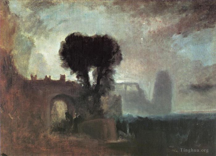 Joseph Mallord William Turner Oil Painting - Archway with Trees by the Sea