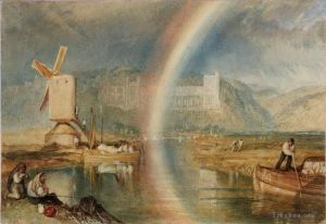 Artist Joseph Mallord William Turner's Work - Arundel Castle with Rainbow detail Turner