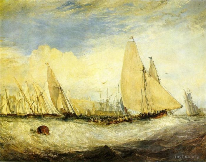 Joseph Mallord William Turner Oil Painting - East Cowes Castle the seat of J Nash Esq the Regatta beating to