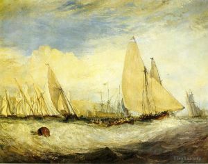 Artist Joseph Mallord William Turner's Work - East Cowes Castle the seat of J Nash Esq the Regatta beating to
