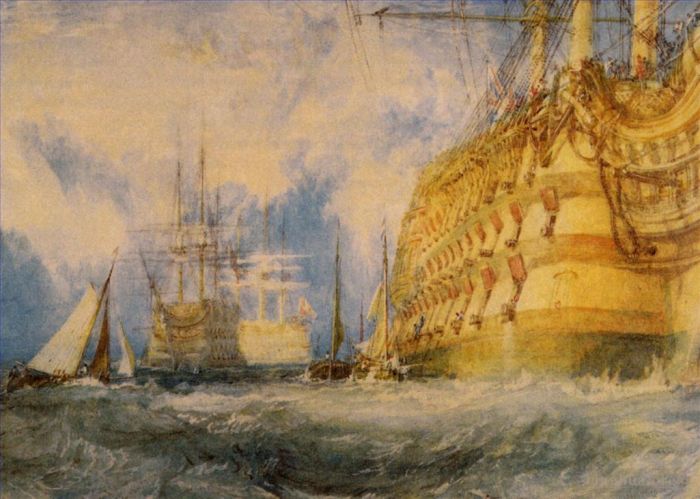 Joseph Mallord William Turner Oil Painting - First Rate taking in stores