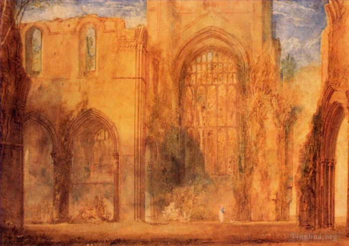 Joseph Mallord William Turner Oil Painting - Interior of Fountains Abbey Yorkshire