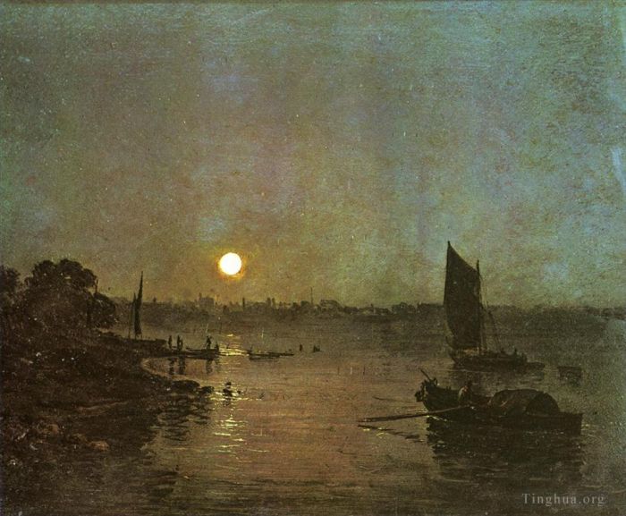 Joseph Mallord William Turner Oil Painting - Moonlight A Stody at Millbank