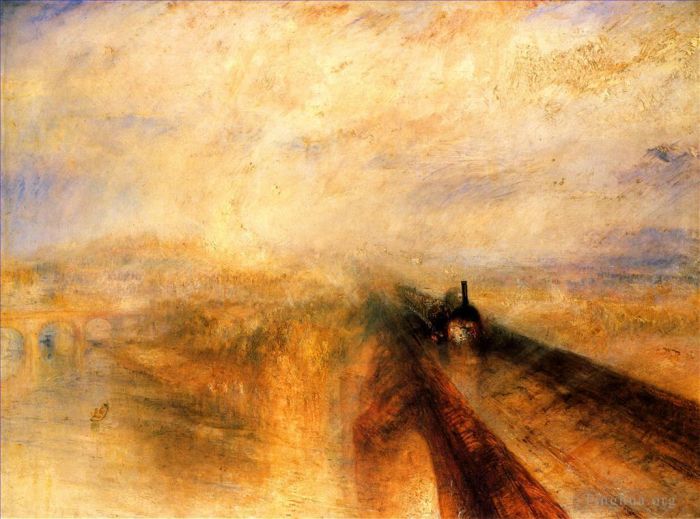 Joseph Mallord William Turner Oil Painting - Rain Steam and Speed the Great Western Railway