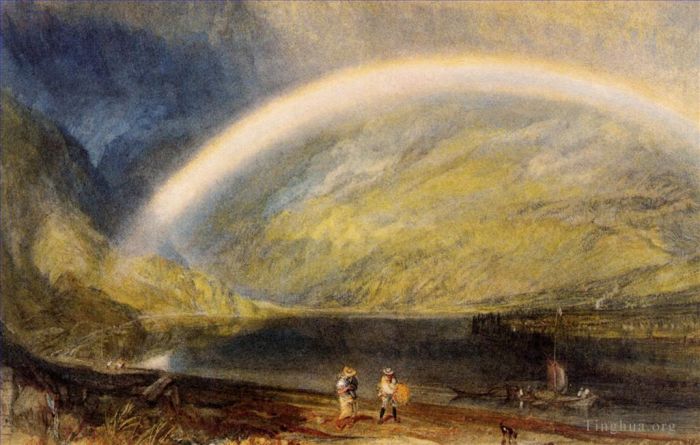 Joseph Mallord William Turner Oil Painting - Rainbow A view on the Rhine from Dunkholder Vineyard of Osterspey