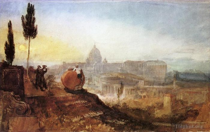 Joseph Mallord William Turner Oil Painting - Rome St Peters from the Villa Barberini