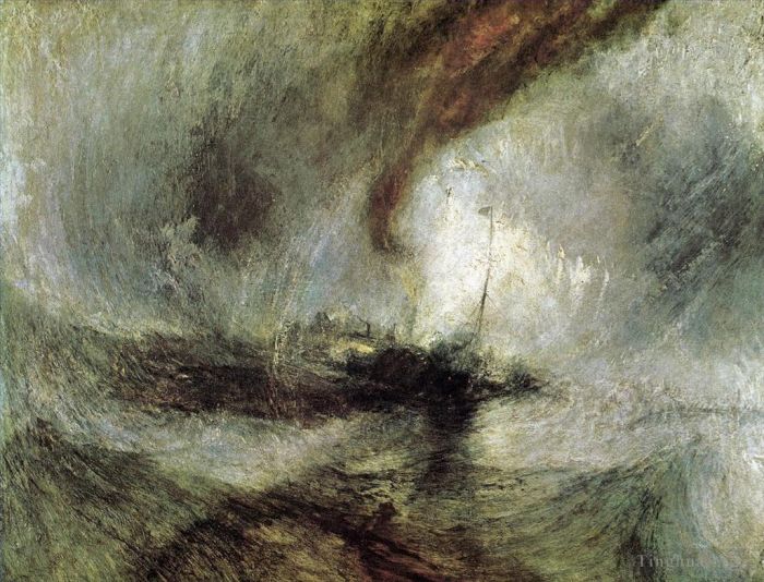 Joseph Mallord William Turner Oil Painting - Snow Storm Steam Boat off a Harbours Mouth