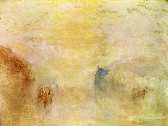 Joseph Mallord William Turner Oil Painting - Sunrise with a Boat between Headlands Turner