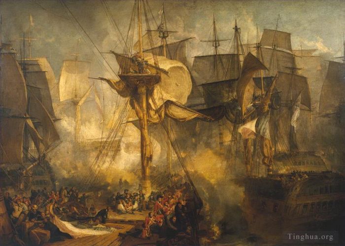 Joseph Mallord William Turner Oil Painting - The Battle of Trafalgar as Seen from the Mizen Starboard Shrouds of the Victory Turner