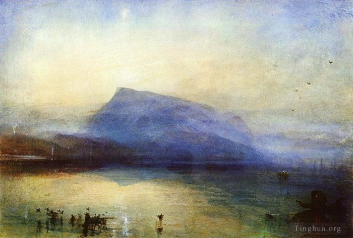 Joseph Mallord William Turner Oil Painting - The Blue Rigi Lake of Lucerne Sunrise