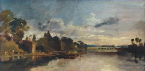 Artist Joseph Mallord William Turner's Work - The Thames near Walton Bridges Turner