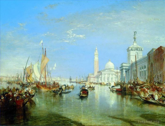 Joseph Mallord William Turner Oil Painting - Venice The Dogana and San Giorgio Maggiore blue Turner