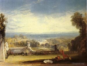Artist Joseph Mallord William Turner's Work - View from the Terrace of a Villa at Niton Isle of Wight from sketch