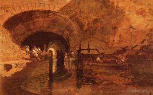 Antique Various Paintings - A Canal Tunnel Near Leeds