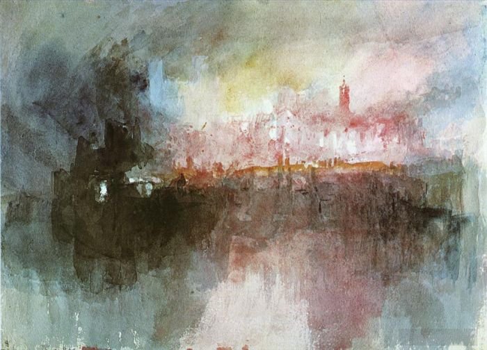Joseph Mallord William Turner Various Paintings - The Burning of the Houses of Parliament Turner