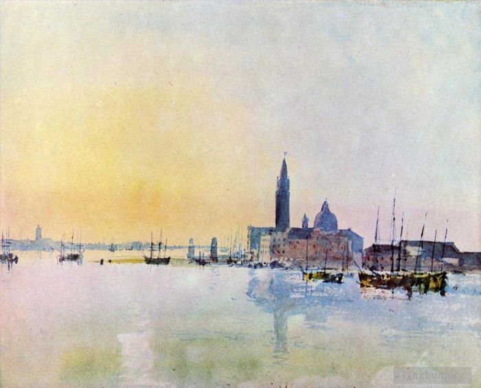 Joseph Mallord William Turner Various Paintings - Venice San Guirgio from the Dogana Sunrise