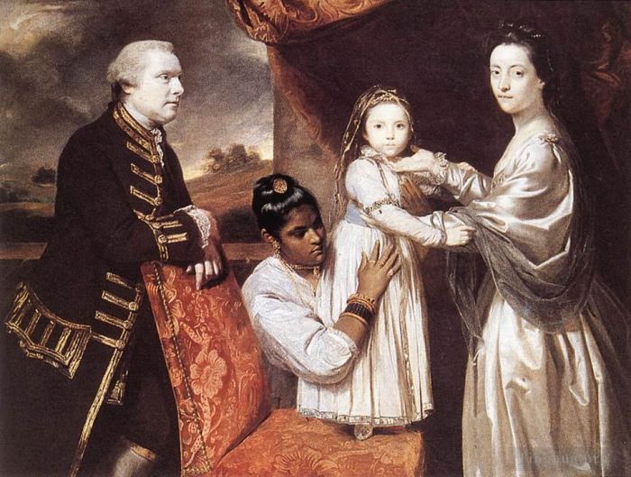Sir Joshua Reynolds Oil Painting - George Clive and his family