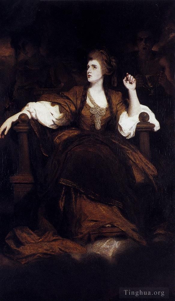Sir Joshua Reynolds Oil Painting - Portrait Of Mrs Siddons As The tragic Muse