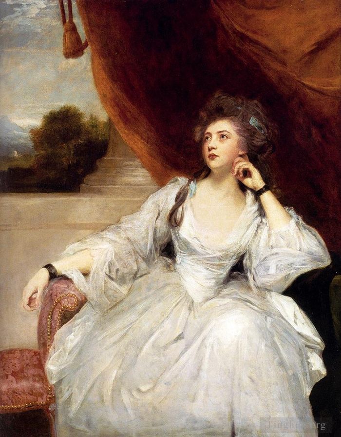 Sir Joshua Reynolds Oil Painting - Portrait Of Mrs Stanhope