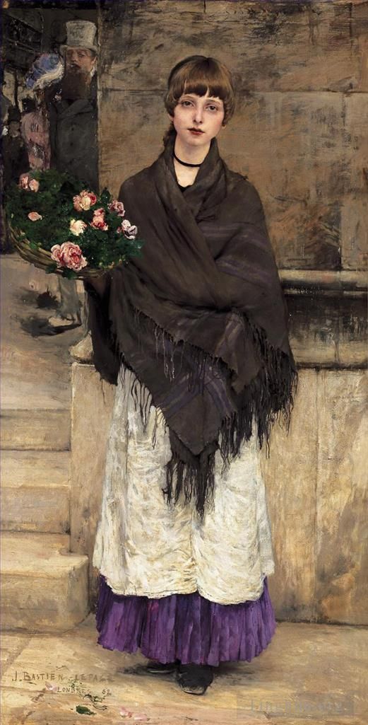 Jules Bastien-Lepage Oil Painting - Marchande de Fleurs a Londres 1882