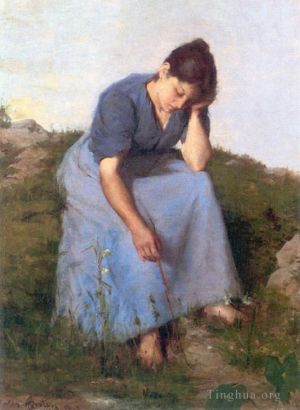 Artist Jules Adolphe Aime Louis Breton's Work - Young Woman in a Field