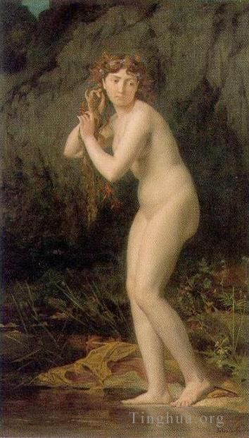 Jules Joseph Lefebvre Oil Painting - A bathing nude nude