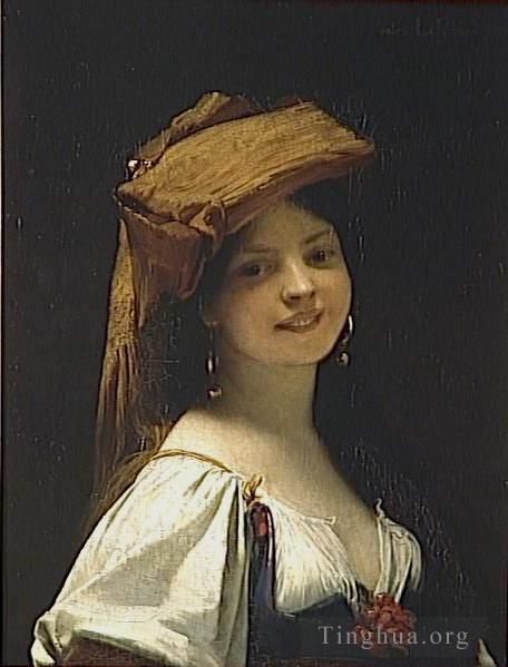 Jules Joseph Lefebvre Oil Painting - La jeune rieuse portrait
