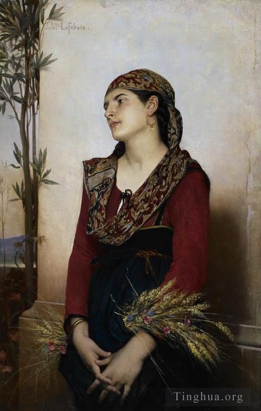Jules Joseph Lefebvre Oil Painting - Mediterranean Beauty