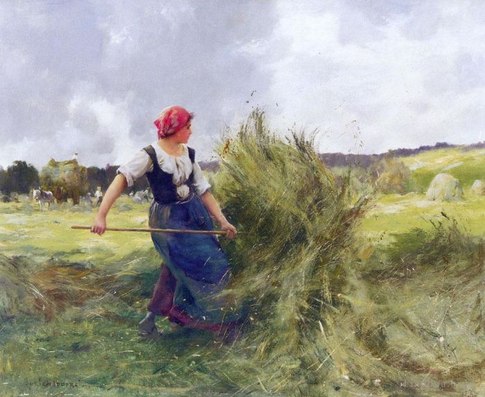 Julien Dupre Oil Painting - Haymaking