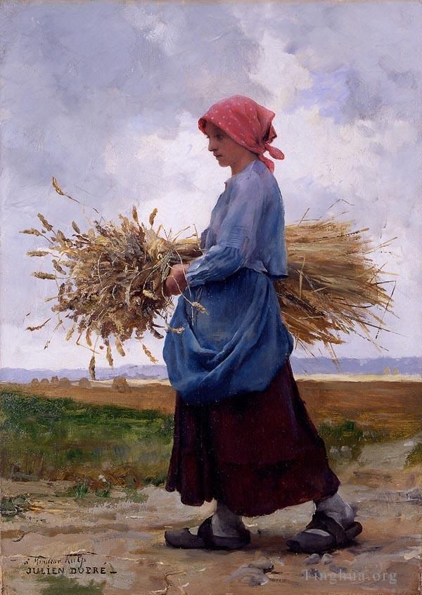 Julien Dupre Oil Painting - Returning from the fields2