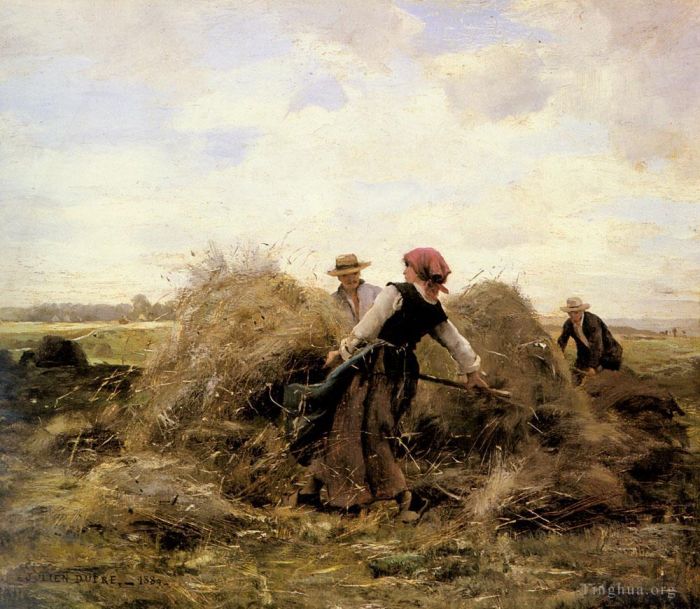 Julien Dupre Oil Painting - The Harvesters