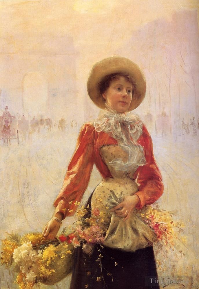 Julius LeBlanc Stewart Oil Painting - Flower Girl