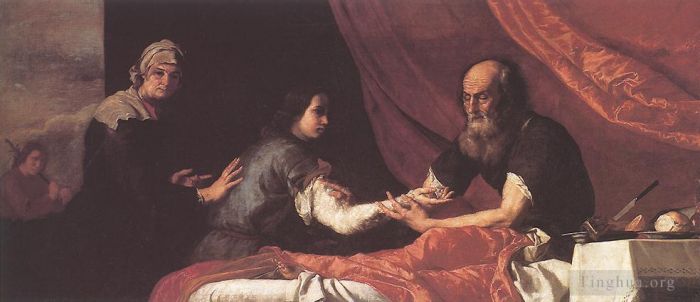 Giuseppe Ribera Oil Painting - Jacob Receives Isaacs Blessing